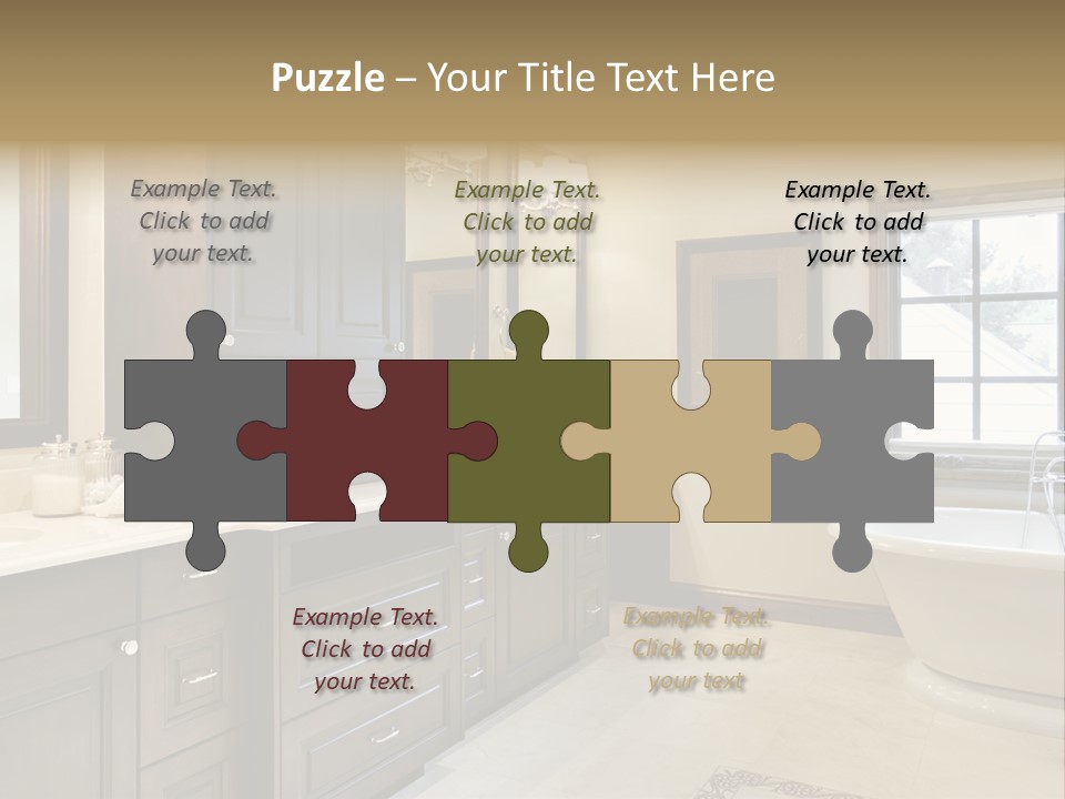 A Bathroom With A Tub, Sink, And Mirror PowerPoint Template