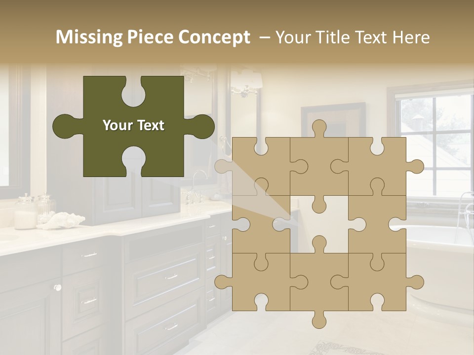 A Bathroom With A Tub, Sink, And Mirror PowerPoint Template