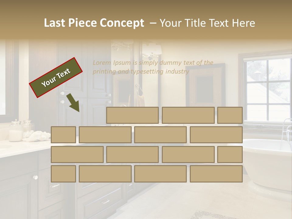 A Bathroom With A Tub, Sink, And Mirror PowerPoint Template