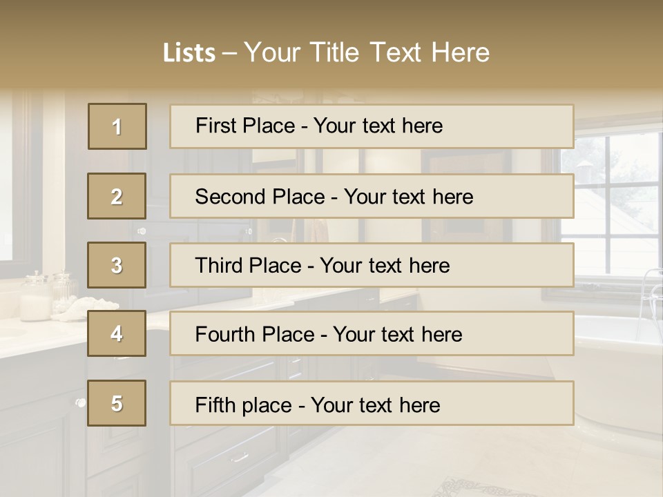 A Bathroom With A Tub, Sink, And Mirror PowerPoint Template