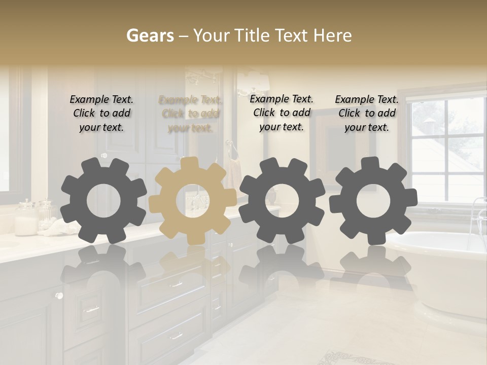 A Bathroom With A Tub, Sink, And Mirror PowerPoint Template