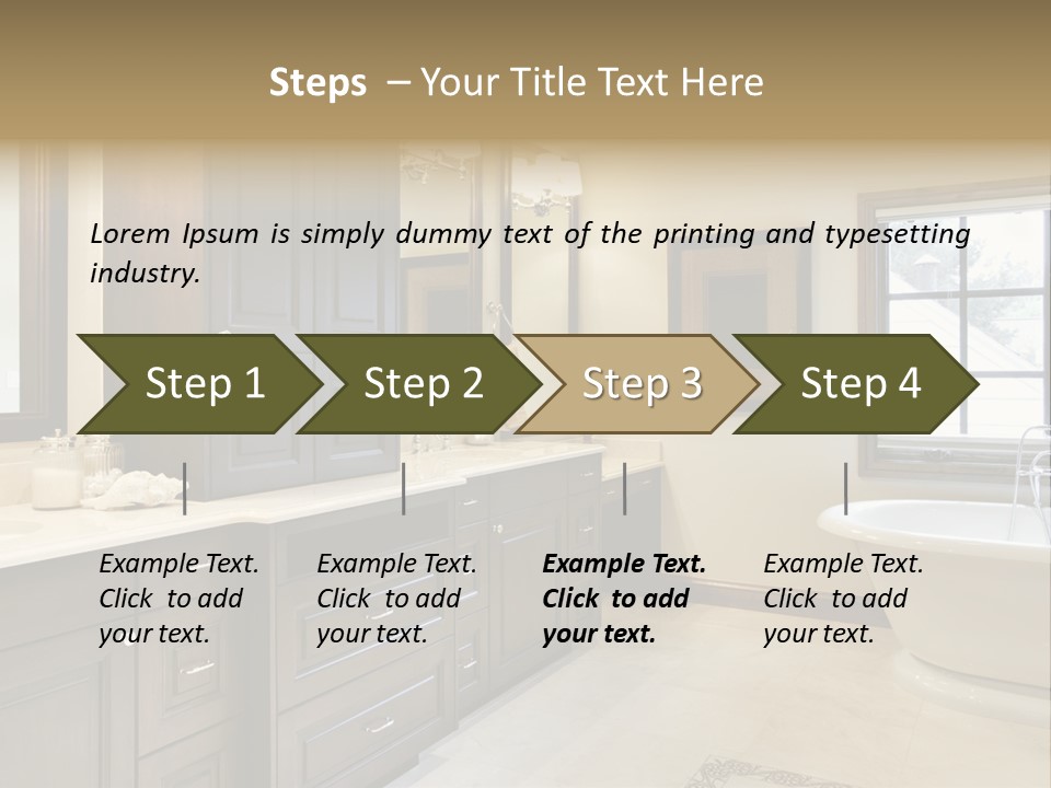 A Bathroom With A Tub, Sink, And Mirror PowerPoint Template