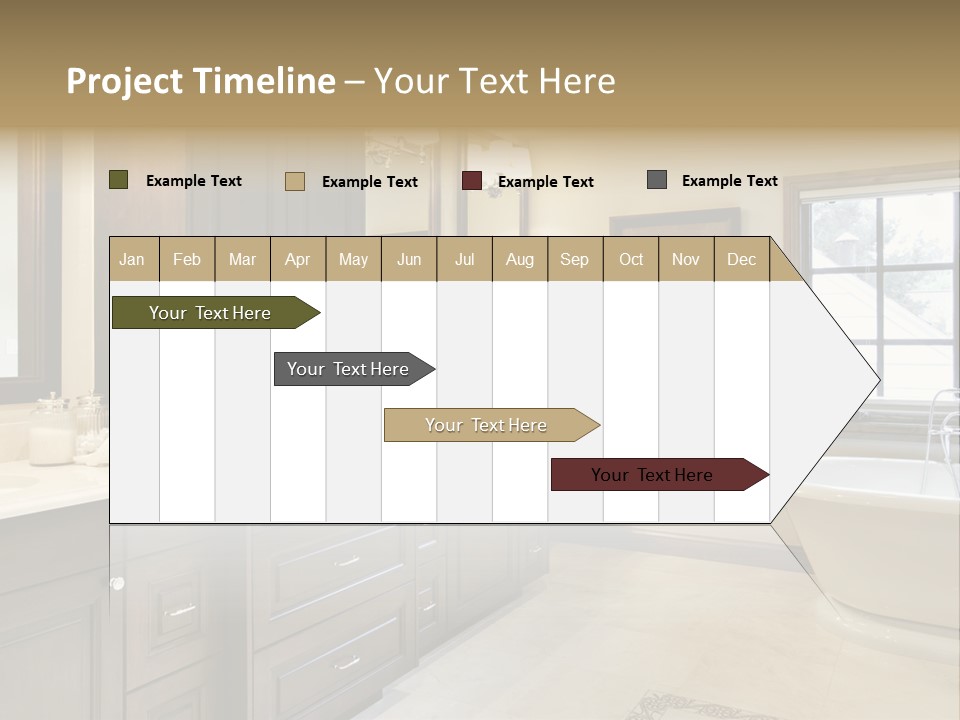 A Bathroom With A Tub, Sink, And Mirror PowerPoint Template