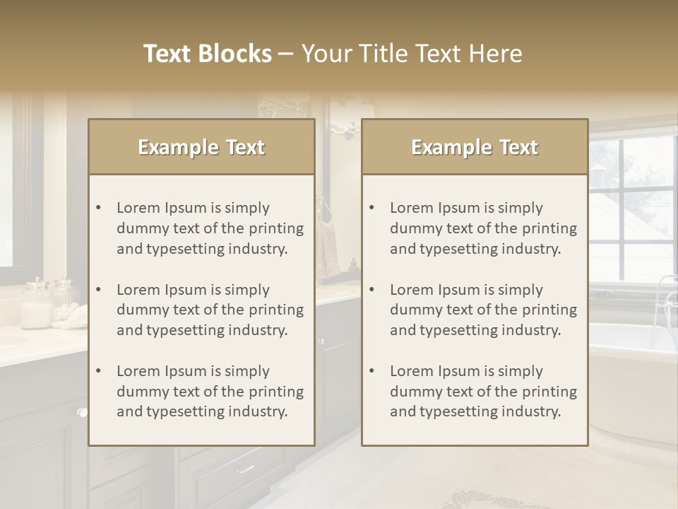 A Bathroom With A Tub, Sink, And Mirror PowerPoint Template