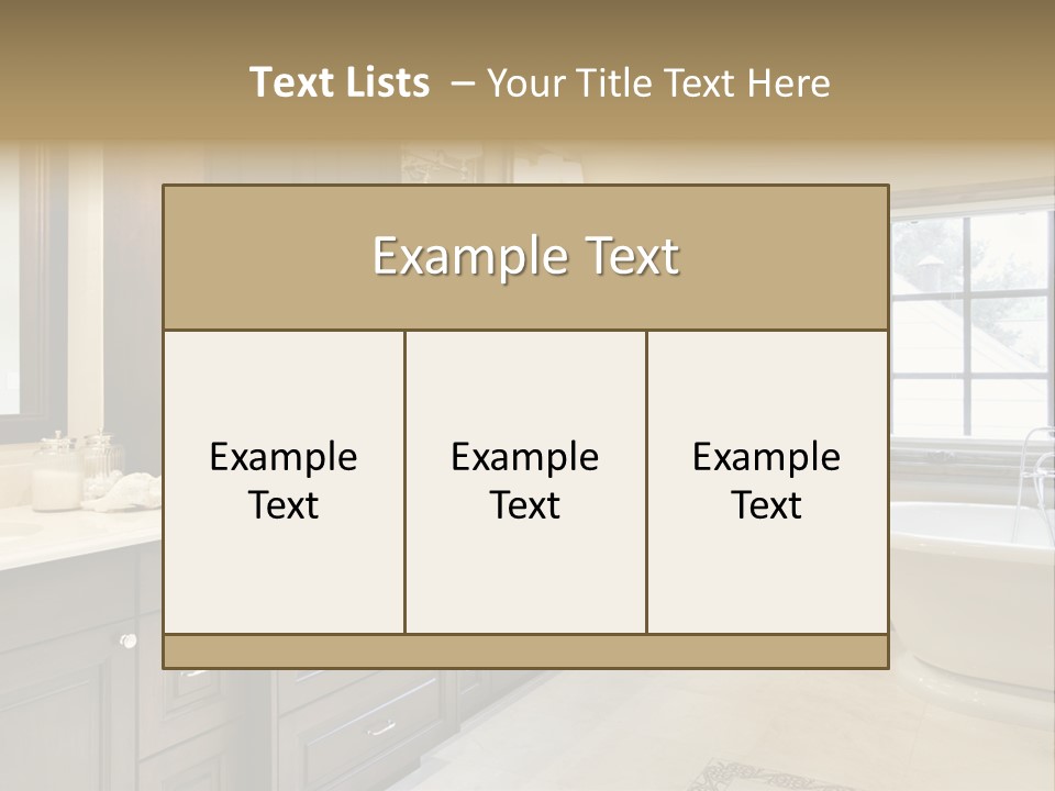 A Bathroom With A Tub, Sink, And Mirror PowerPoint Template