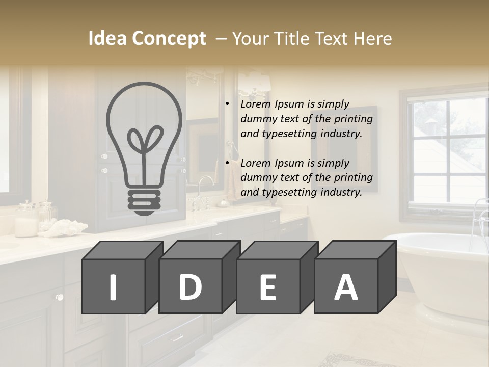 A Bathroom With A Tub, Sink, And Mirror PowerPoint Template