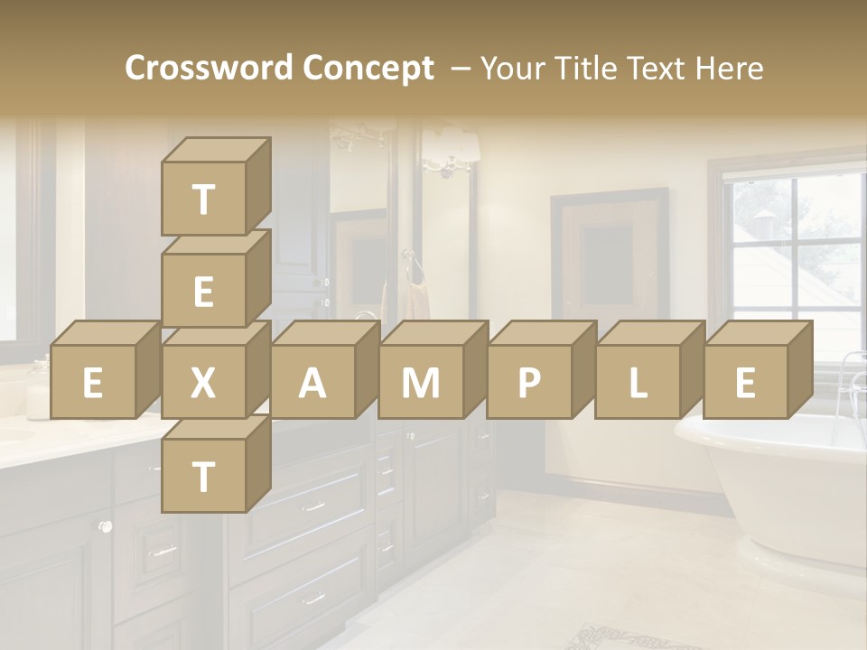 A Bathroom With A Tub, Sink, And Mirror PowerPoint Template