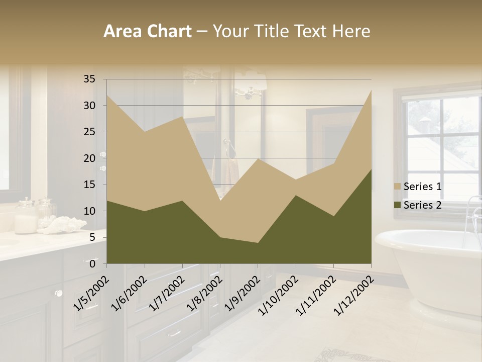 A Bathroom With A Tub, Sink, And Mirror PowerPoint Template