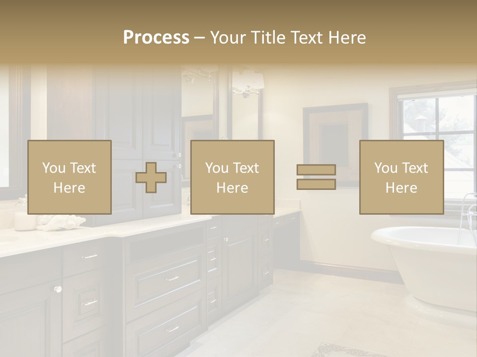 A Bathroom With A Tub, Sink, And Mirror PowerPoint Template