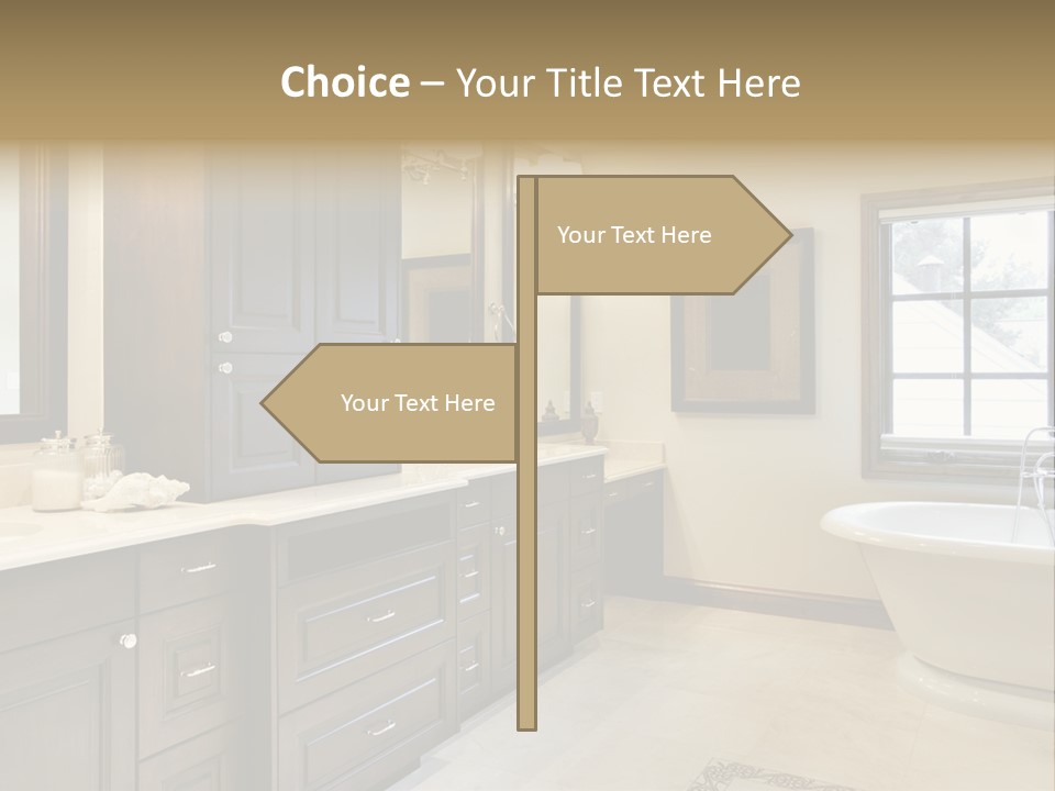 A Bathroom With A Tub, Sink, And Mirror PowerPoint Template