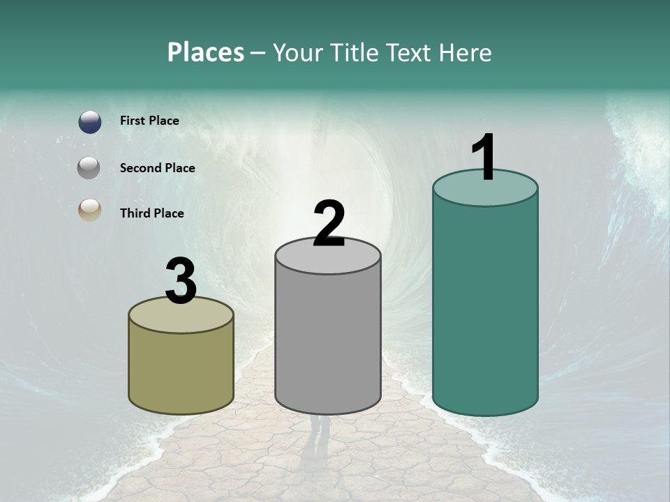 A Man Standing In Front Of A Giant Wave PowerPoint Template