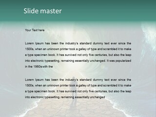 A Man Standing In Front Of A Giant Wave PowerPoint Template