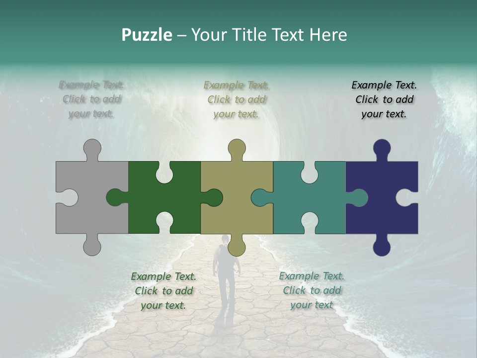 A Man Standing In Front Of A Giant Wave PowerPoint Template