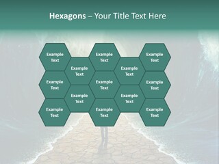 A Man Standing In Front Of A Giant Wave PowerPoint Template