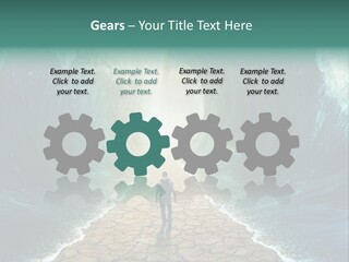 A Man Standing In Front Of A Giant Wave PowerPoint Template