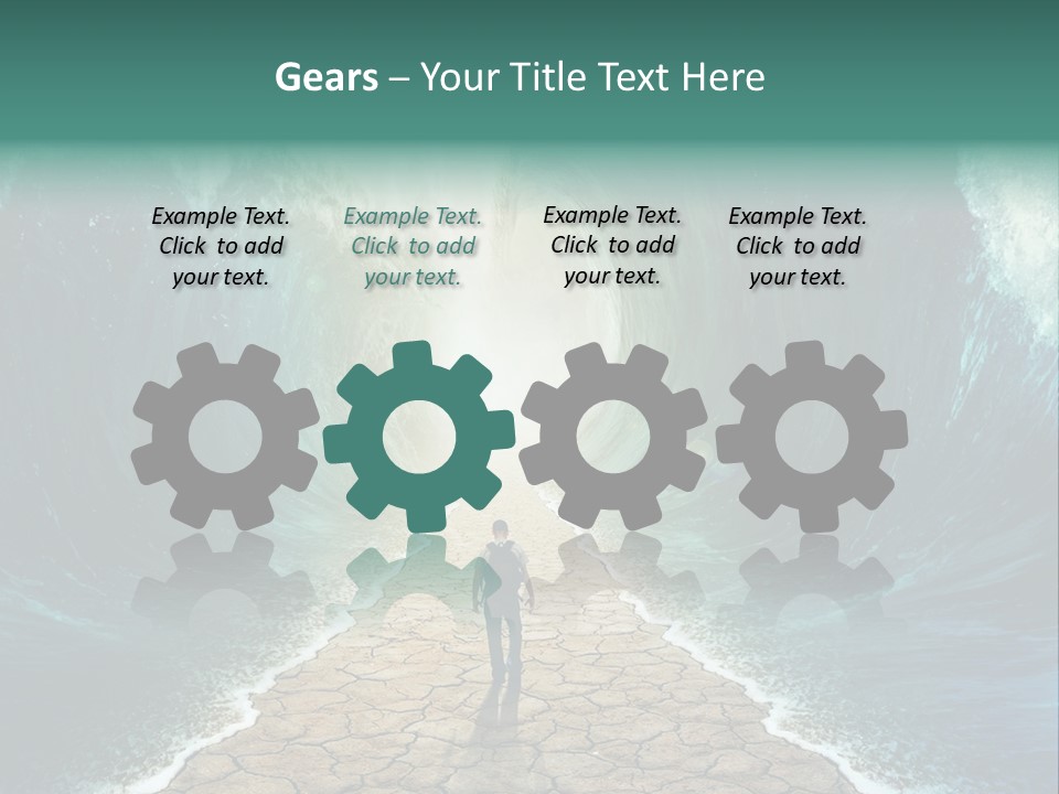 A Man Standing In Front Of A Giant Wave PowerPoint Template