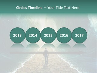 A Man Standing In Front Of A Giant Wave PowerPoint Template