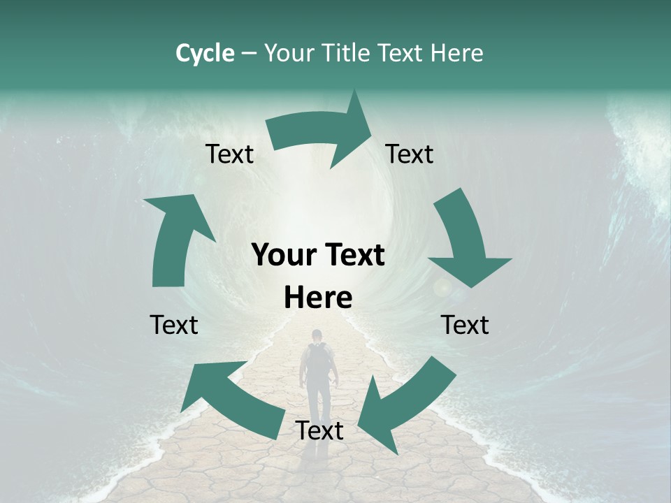 A Man Standing In Front Of A Giant Wave PowerPoint Template