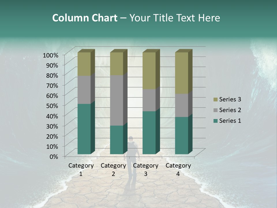 A Man Standing In Front Of A Giant Wave PowerPoint Template
