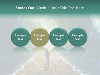 A Man Standing In Front Of A Giant Wave PowerPoint Template