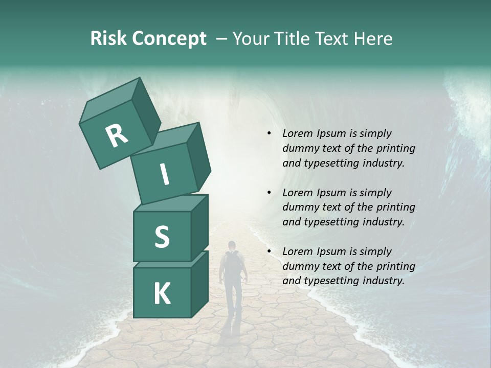 A Man Standing In Front Of A Giant Wave PowerPoint Template