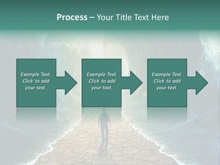 A Man Standing In Front Of A Giant Wave PowerPoint Template