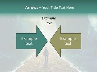 A Man Standing In Front Of A Giant Wave PowerPoint Template