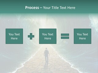 A Man Standing In Front Of A Giant Wave PowerPoint Template