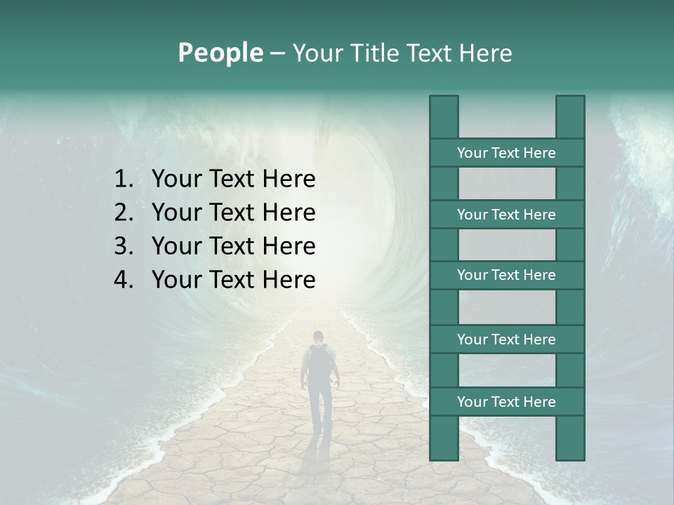 A Man Standing In Front Of A Giant Wave PowerPoint Template