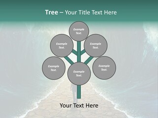 A Man Standing In Front Of A Giant Wave PowerPoint Template