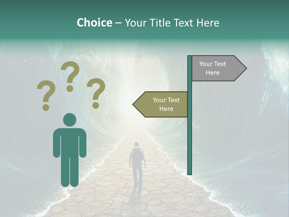 A Man Standing In Front Of A Giant Wave PowerPoint Template