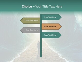 A Man Standing In Front Of A Giant Wave PowerPoint Template