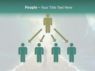 A Man Standing In Front Of A Giant Wave PowerPoint Template