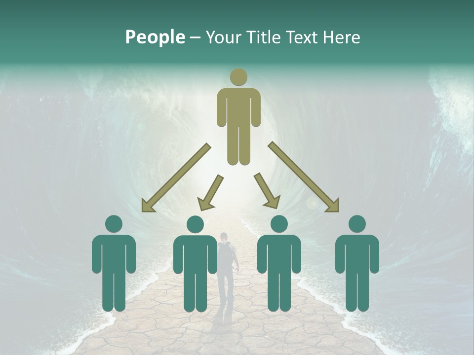 A Man Standing In Front Of A Giant Wave PowerPoint Template