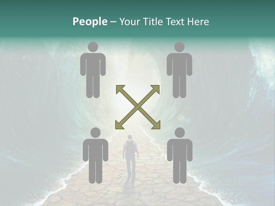 A Man Standing In Front Of A Giant Wave PowerPoint Template