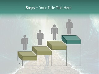 A Man Standing In Front Of A Giant Wave PowerPoint Template