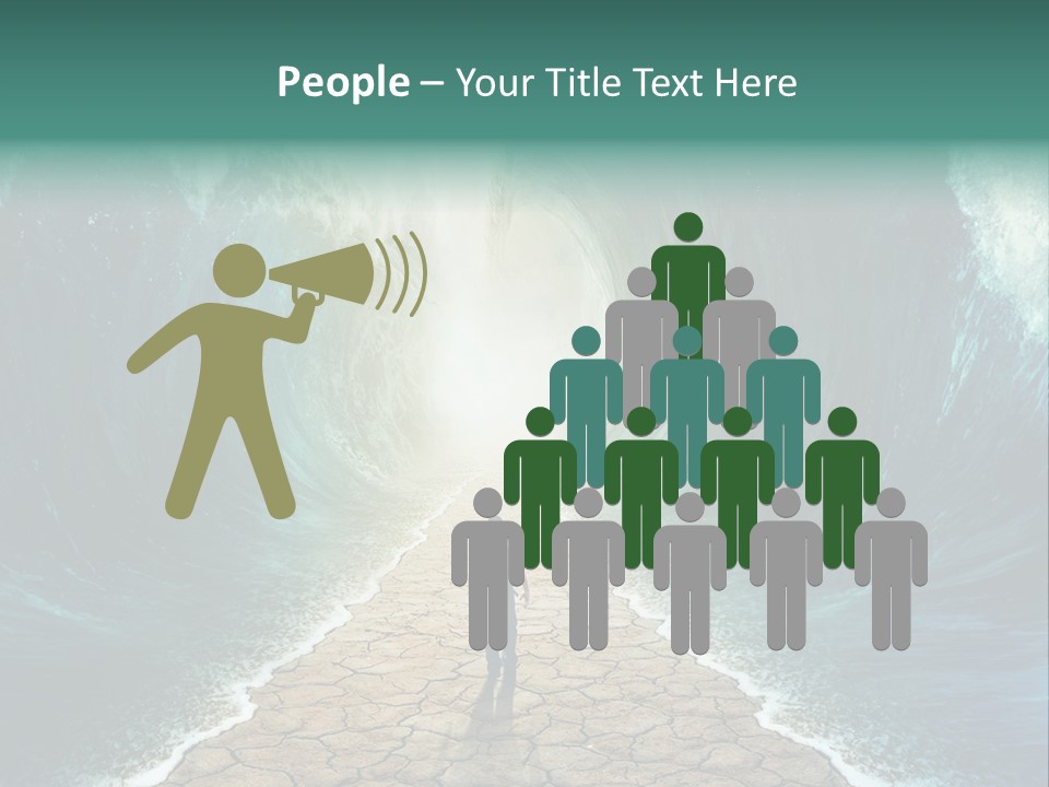 A Man Standing In Front Of A Giant Wave PowerPoint Template