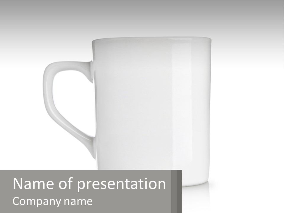 A White Coffee Mug With A Gray Background PowerPoint Template