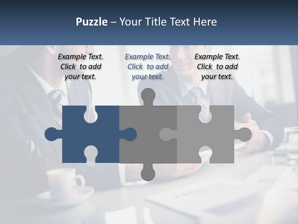 Two Men Sitting At A Table With A Tablet PowerPoint Template