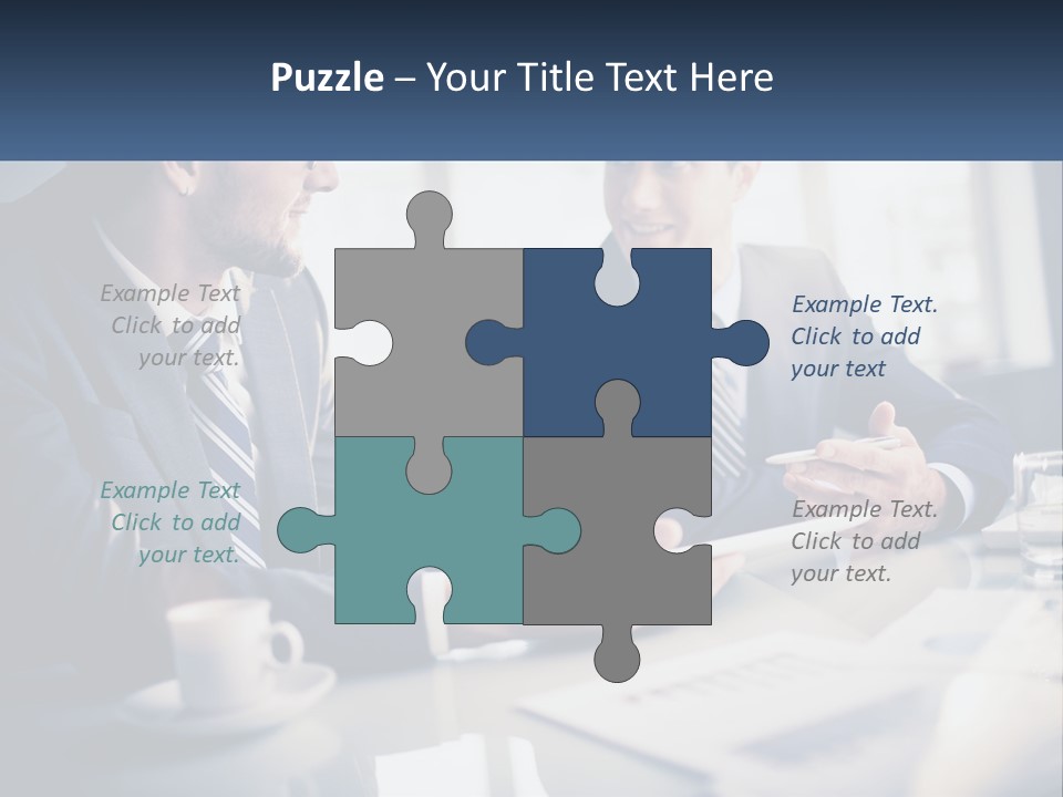 Two Men Sitting At A Table With A Tablet PowerPoint Template