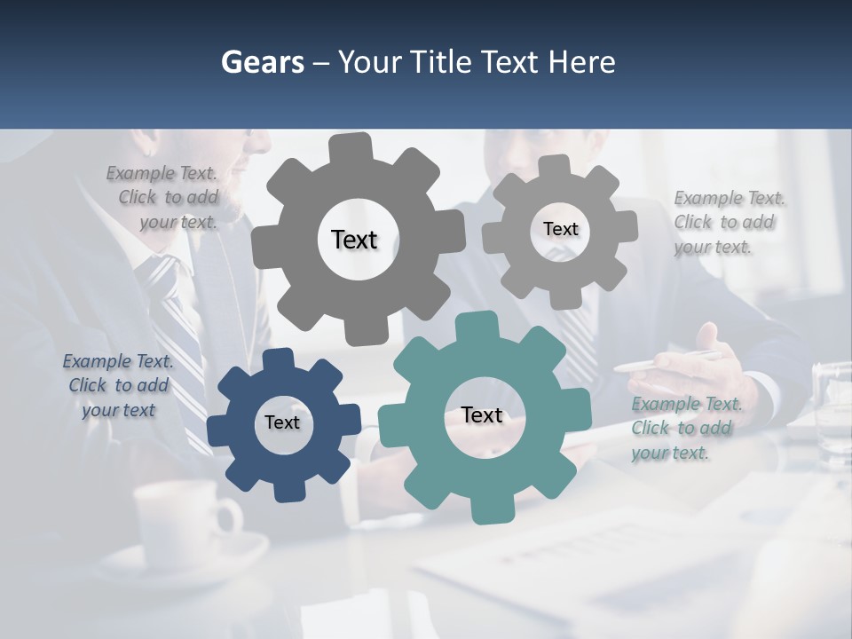 Two Men Sitting At A Table With A Tablet PowerPoint Template