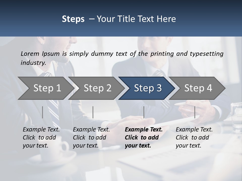 Two Men Sitting At A Table With A Tablet PowerPoint Template