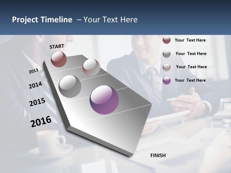 Two Men Sitting At A Table With A Tablet PowerPoint Template