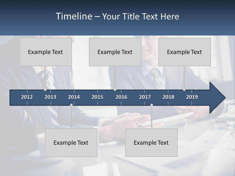 Two Men Sitting At A Table With A Tablet PowerPoint Template