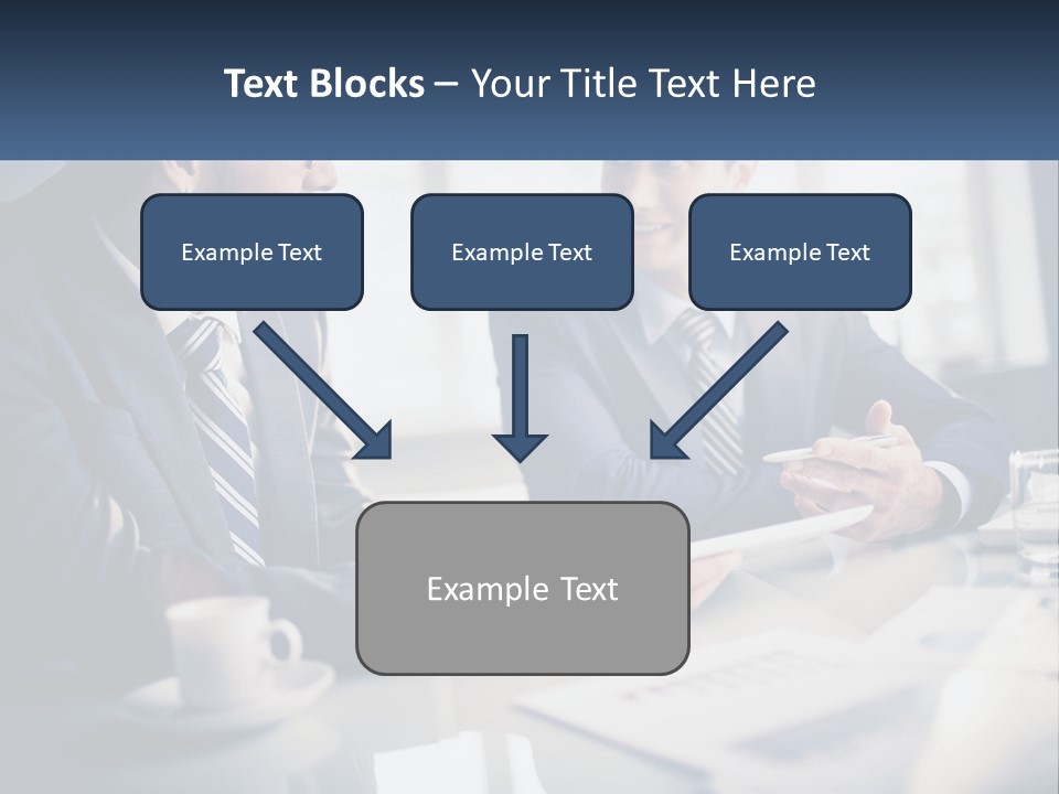 Two Men Sitting At A Table With A Tablet PowerPoint Template