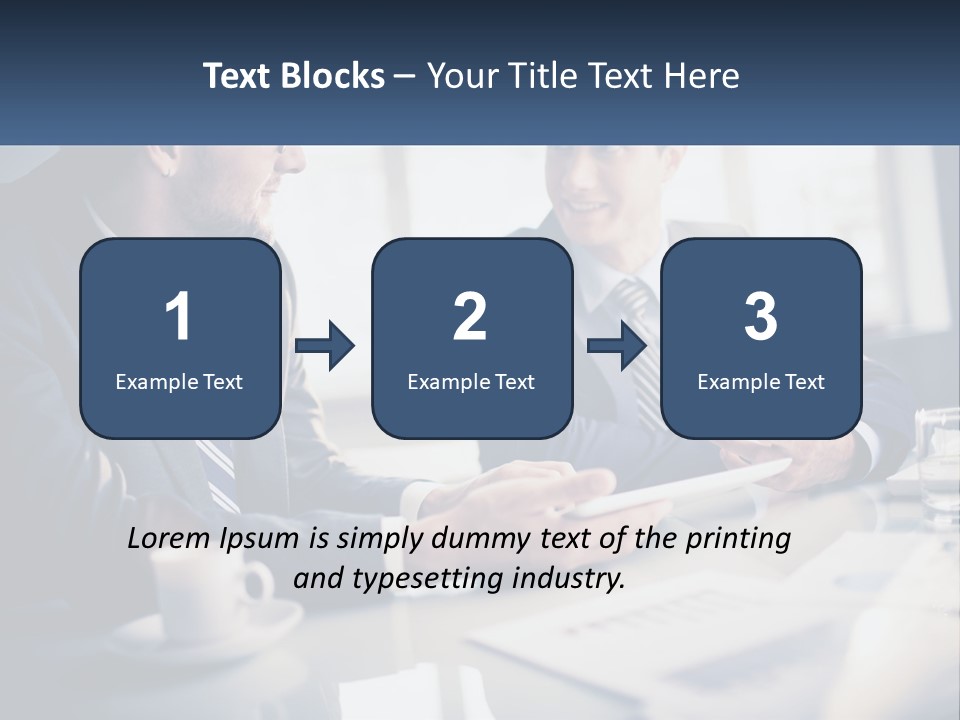 Two Men Sitting At A Table With A Tablet PowerPoint Template
