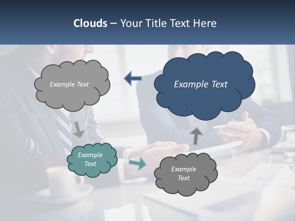 Two Men Sitting At A Table With A Tablet PowerPoint Template