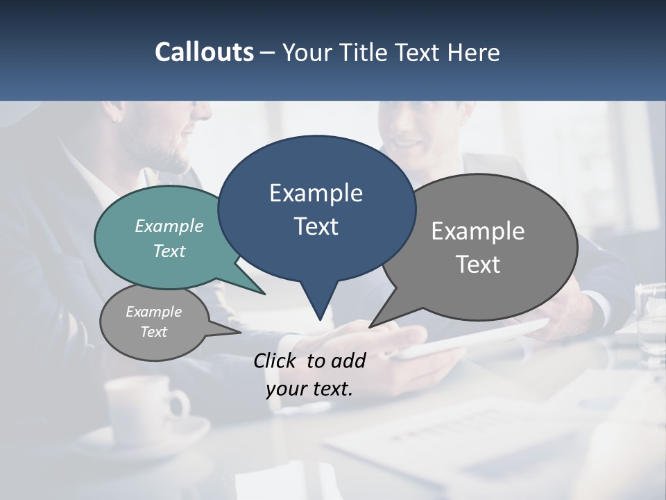 Two Men Sitting At A Table With A Tablet PowerPoint Template