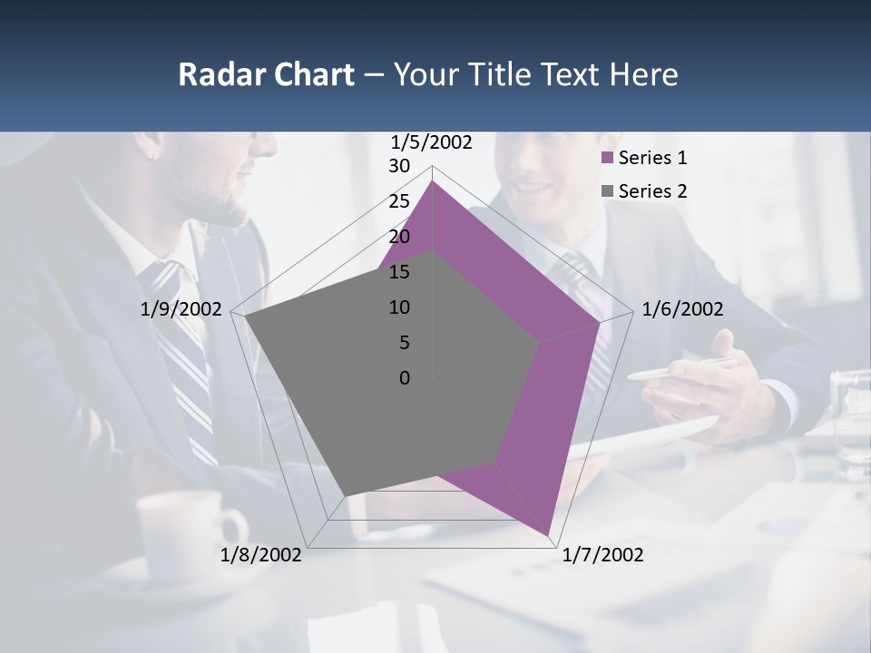 Two Men Sitting At A Table With A Tablet PowerPoint Template
