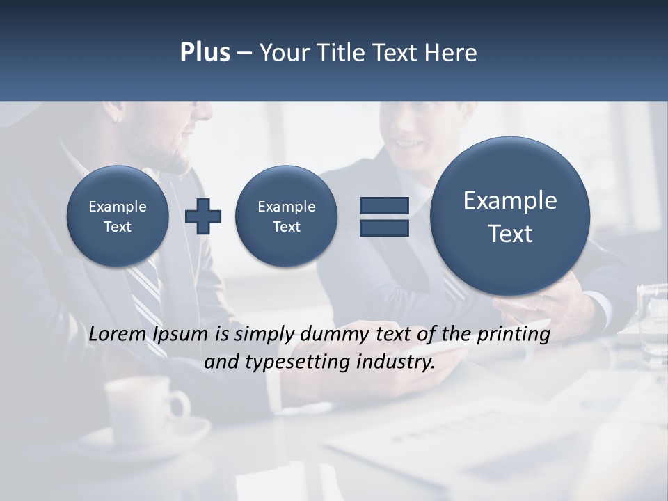Two Men Sitting At A Table With A Tablet PowerPoint Template